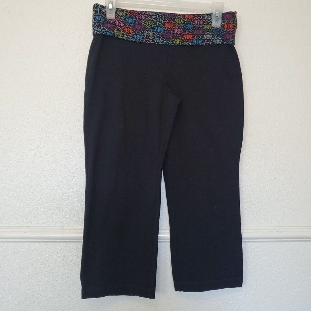 Old Navy Capris Womens Sz Small Black Do a Little Yoga Rollover Foldover Y2K - Picture 1 of 13